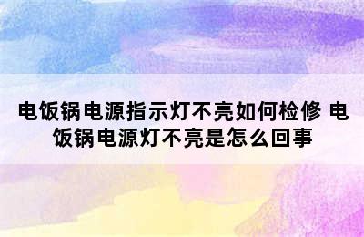 电饭锅电源指示灯不亮如何检修 电饭锅电源灯不亮是怎么回事